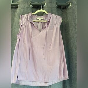LOFT Purple Smocked Sleeveless Blouse